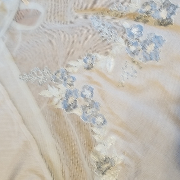 Free People Saheli Glacial Ice Blue Mesh Bodice Floral Embroidered Top, … - Picture 5 of 16